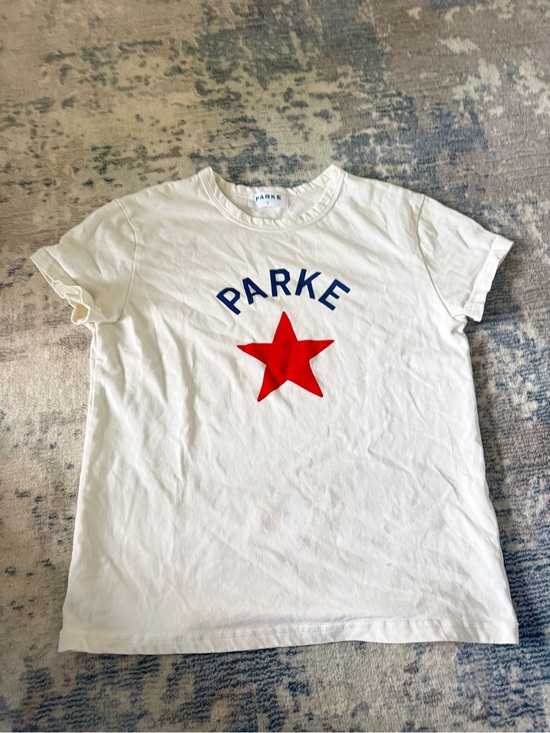 Parke Tops - Parke White Tee with Red Star and Blue Logo